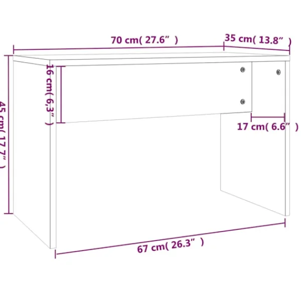 vidaXL Sminkbord>Sminkpall betong 70x35x45 cm konstruerat trä