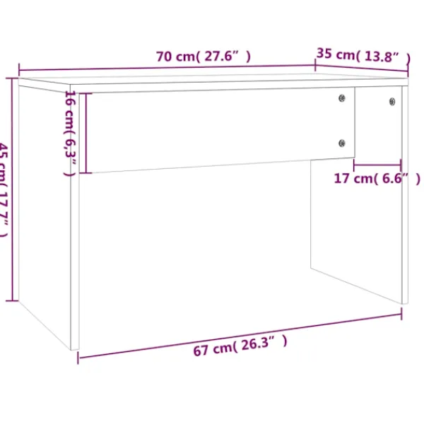 vidaXL Sminkbord>Sminkpall högglans 70x35x45 cm konstruerat trä