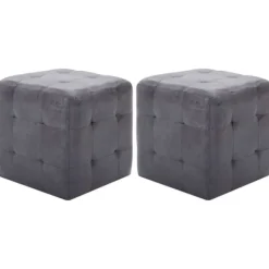 vidaXL Sittpuffar>Sängbord 2 st 30x30x30 cm konstmocka