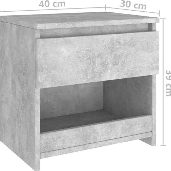 vidaXL Sängar>Sängbord betonggrå 40x30x39 cm konstruerat trä grå