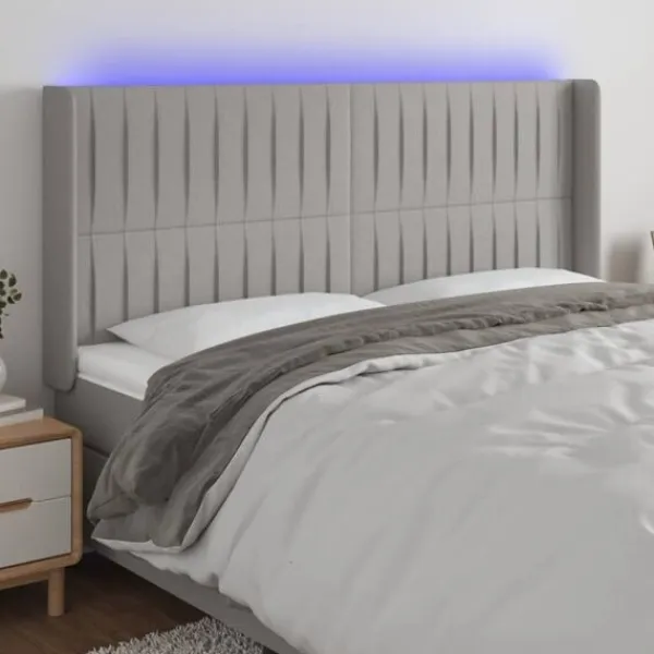 vidaXL Sängar>Sänggavel LED ljus 203x16x118/128 cm tyg