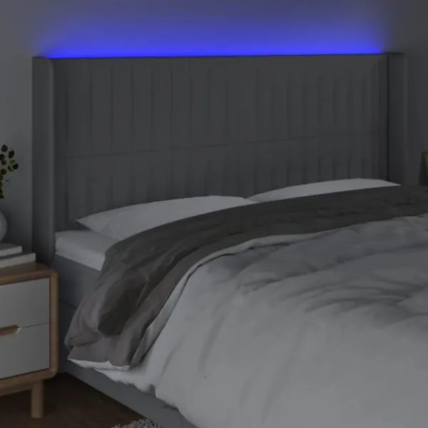 vidaXL Sängar>Sänggavel LED ljus 203x16x118/128 cm tyg
