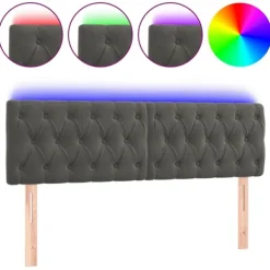 vidaXL Sängar>Sänggavel LED 160x7x78/88 cm sammet Grå