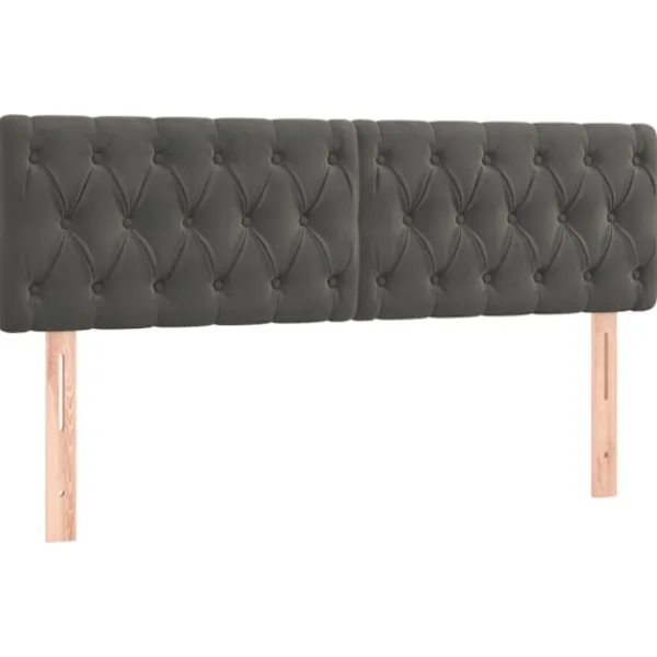 vidaXL Sängar>Sänggavel LED 160x7x78/88 cm sammet Grå