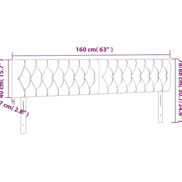 vidaXL Sängar>Sänggavel LED 160x7x78/88 cm sammet Grå