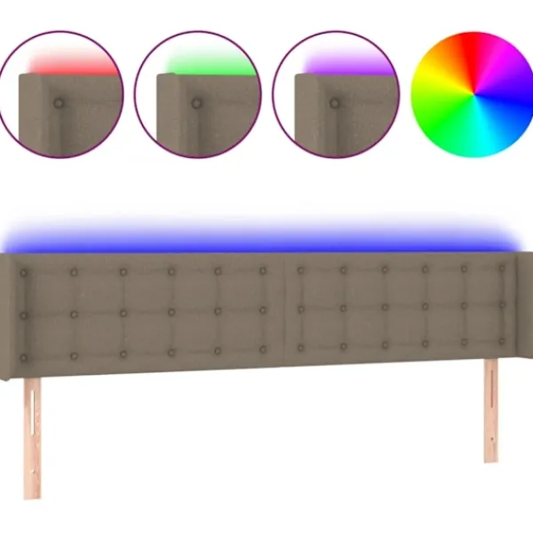 vidaXL Sängar>Sänggavel LED taupe 183x16x78/88 cm tyg Taupe