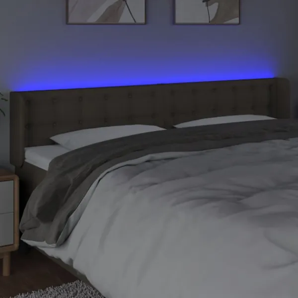 vidaXL Sängar>Sänggavel LED taupe 183x16x78/88 cm tyg Taupe