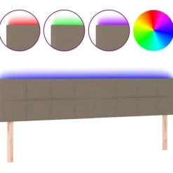 vidaXL Sängar>Sänggavel LED taupe 180x5x78/88 cm tyg Taupe