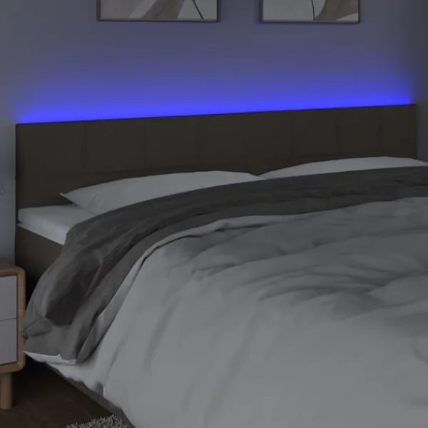 vidaXL Sängar>Sänggavel LED taupe 180x5x78/88 cm tyg Taupe