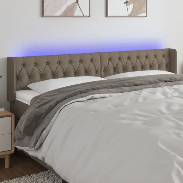 vidaXL Sängar>Sänggavel LED taupe 183x16x78/88 cm tyg Taupe