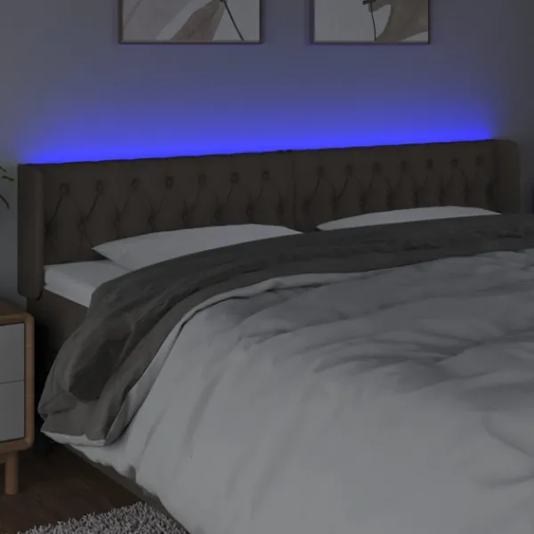 vidaXL Sängar>Sänggavel LED taupe 183x16x78/88 cm tyg Taupe