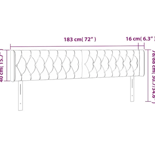 vidaXL Sängar>Sänggavel LED taupe 183x16x78/88 cm tyg Taupe