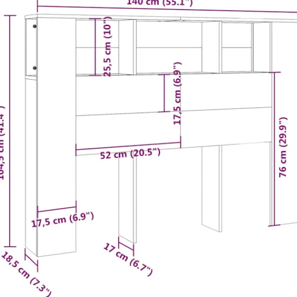 vidaXL Sängar>Sänggavel med förvaring 140x18,5x104,5 cm