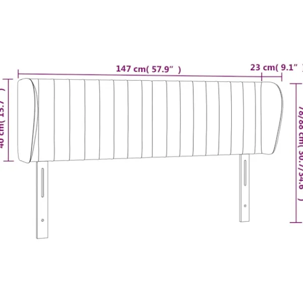 vidaXL Sängar>Sänggavel med kanter 147x23x78/88 cm sammet