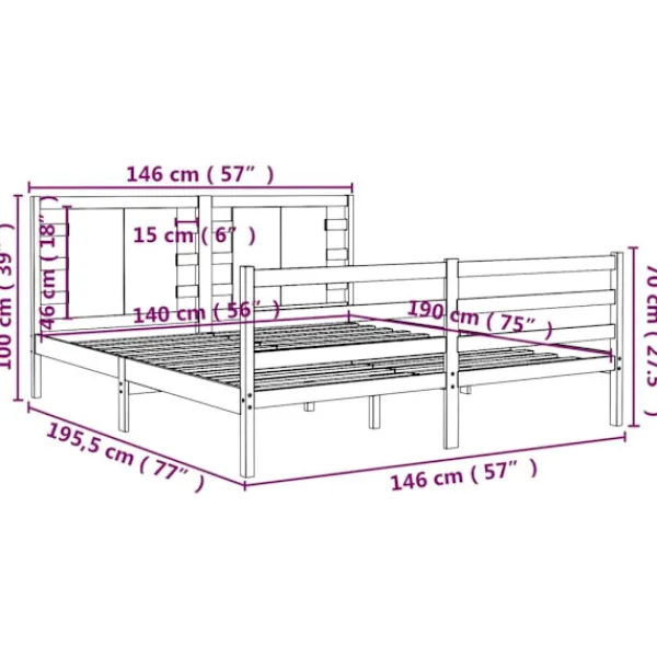 vidaXL Sängar>Sängram massiv furu 140x190 cm