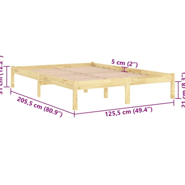 vidaXL Sängar>Sängram massiv furu 120x200 cm