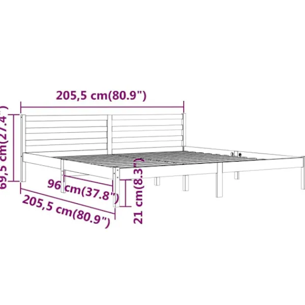 vidaXL Sängar>Sängram massiv furu 200x200 cm