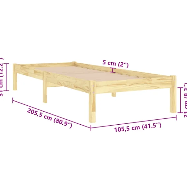 vidaXL Sängar>Sängram massiv furu 100x200 cm