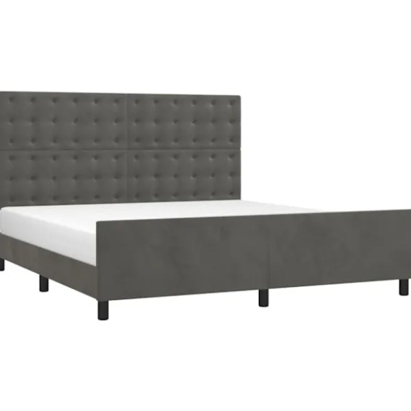 vidaXL Sängar>Sängram med huvudgavel mörk 180x200 cm sammet