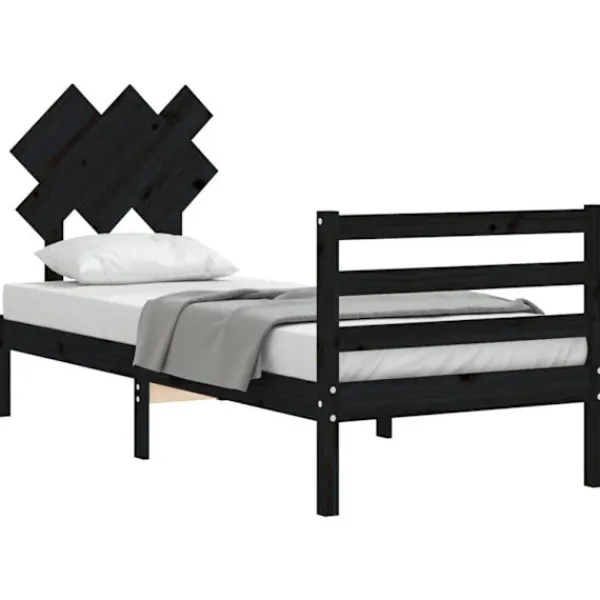 vidaXL Sängar>Sängram med huvudgavel 90x200 cm massivt trä