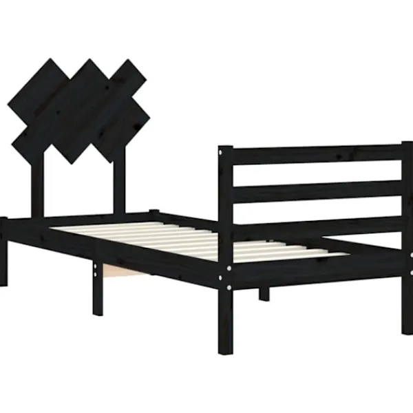 vidaXL Sängar>Sängram med huvudgavel 90x200 cm massivt trä