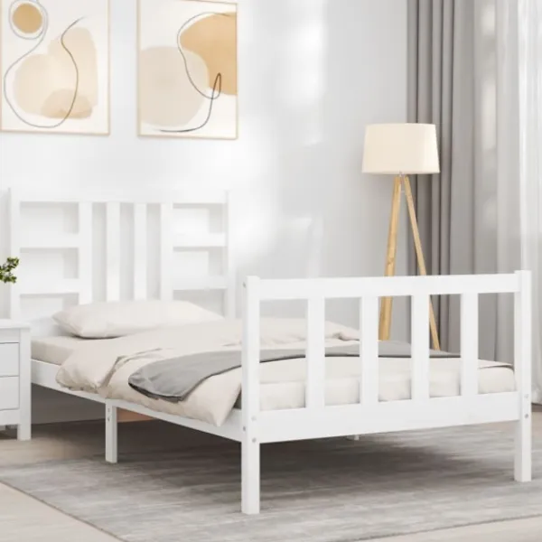 vidaXL Sängar>Sängram med huvudgavel 100x200 cm massivt trä