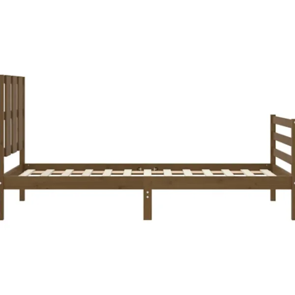 vidaXL Sängar>Sängram med huvudgavel honungs 90x200 cm massiv trä