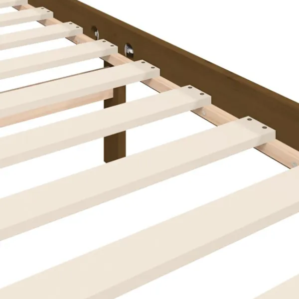 vidaXL Sängar>Sängram med huvudgavel honungs 90x200 cm massiv trä