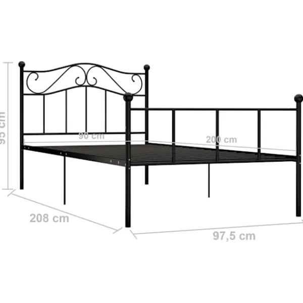 vidaXL Sängar>Sängram utan madrass metall 90x200 cm