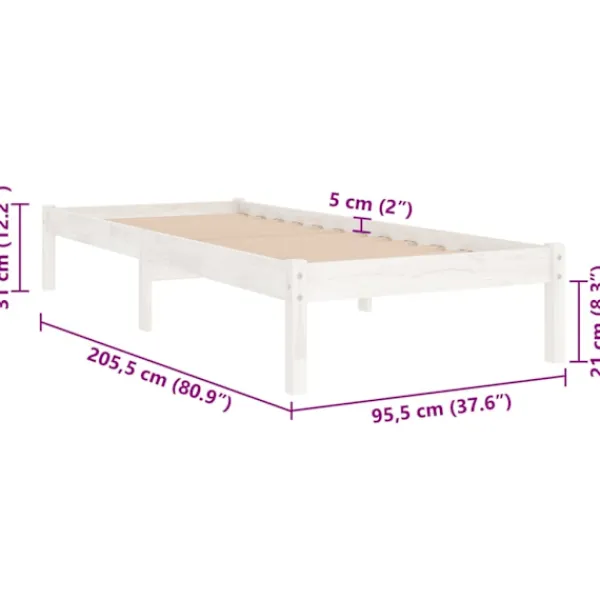 vidaXL Sängar>Sängram massiv furu 90x200 cm