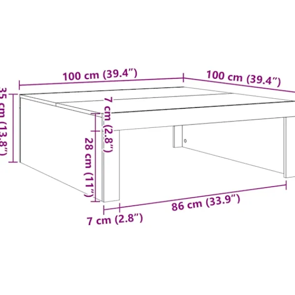 vidaXL Soffbord>Soffbord betong 100x100x35 cm konstruerat trä