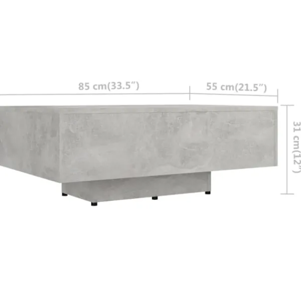 vidaXL Soffbord>Soffbord betong 85x55x31 cm konstruerat trä