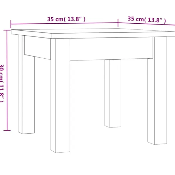 vidaXL Småbord>Soffbord 35x35x30 cm massiv furu