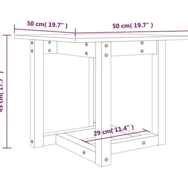 vidaXL Soffbord>Soffbord 50x50x45 cm massiv furu
