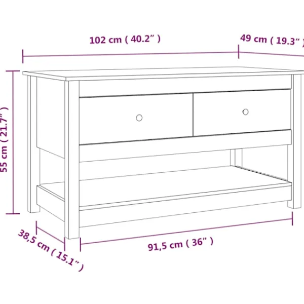 vidaXL Soffbord>Soffbord 102x49x55 cm massiv furu