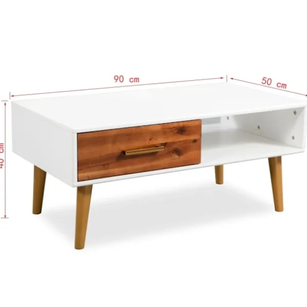 vidaXL Soffbord>Soffbord massivt akaciaträ 90x50x40 cm