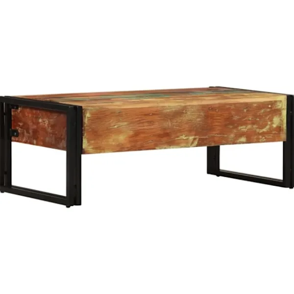 vidaXL Soffbord>Soffbord med 3 lådor massivt återvunnet trä 100x50x35 cm