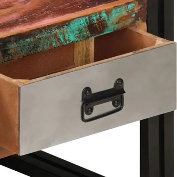 vidaXL Soffbord>Soffbord med 3 lådor massivt återvunnet trä 100x50x35 cm