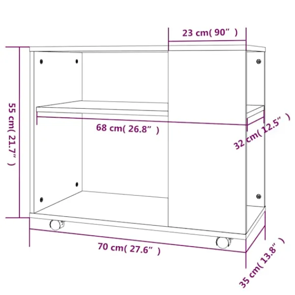 vidaXL Soffbord>Soffbord rökfärgad ek 70x35x55 cm konstruerat trä
