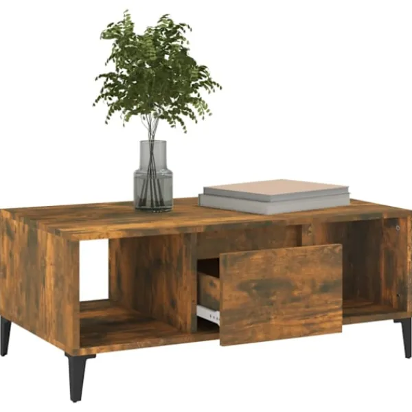 vidaXL Soffbord>Soffbord rökfärgad ek 90x50x36,5 cm konstruerat trä