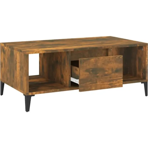 vidaXL Soffbord>Soffbord rökfärgad ek 90x50x36,5 cm konstruerat trä
