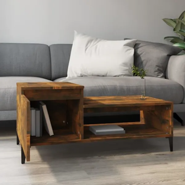 vidaXL Soffbord>Soffbord rökfärgad ek 100x50x45 cm konstruerat trä