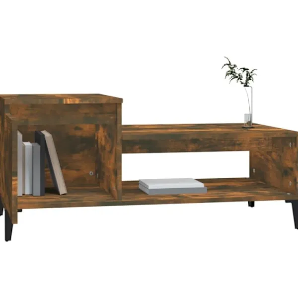 vidaXL Soffbord>Soffbord rökfärgad ek 100x50x45 cm konstruerat trä