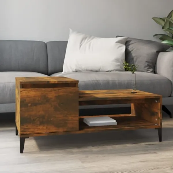 vidaXL Soffbord>Soffbord rökfärgad ek 100x50x45 cm konstruerat trä