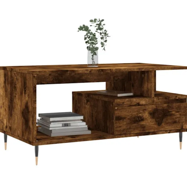 vidaXL Soffbord>Soffbord rökfärgad ek 90x49x45 cm konstruerat trä