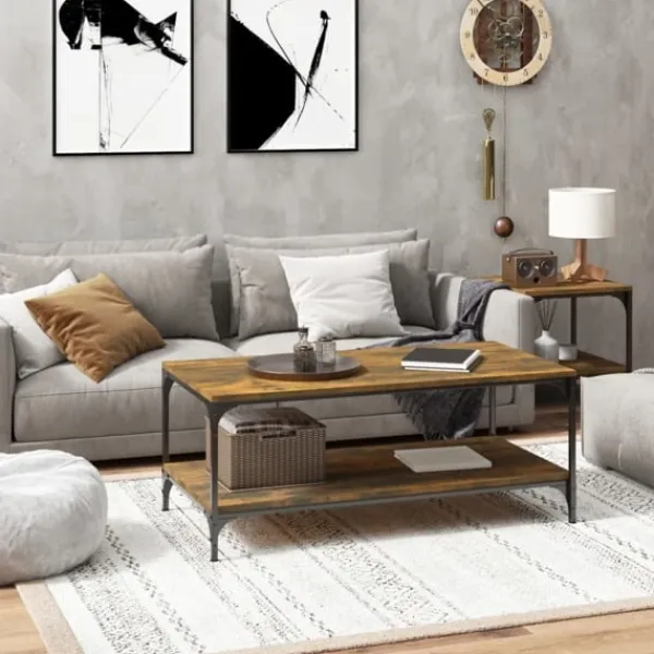 vidaXL Soffbord>Soffbord rökfärgad ek 100x50x40 cm konstruerat trä