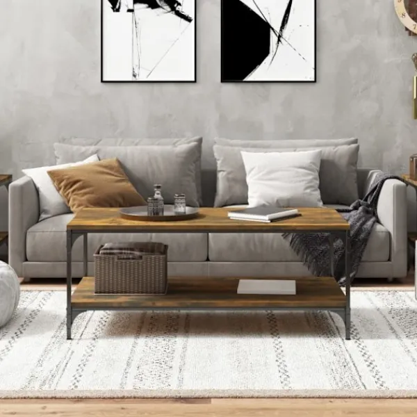 vidaXL Soffbord>Soffbord rökfärgad ek 100x50x40 cm konstruerat trä