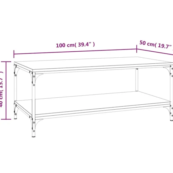 vidaXL Soffbord>Soffbord rökfärgad ek 100x50x40 cm konstruerat trä