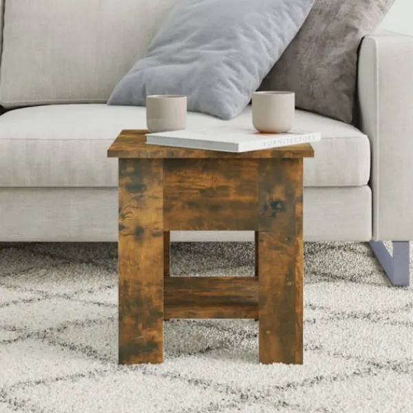 vidaXL Soffbord>Soffbord rökfärgad ek 40x40x42 cm konstruerat trä