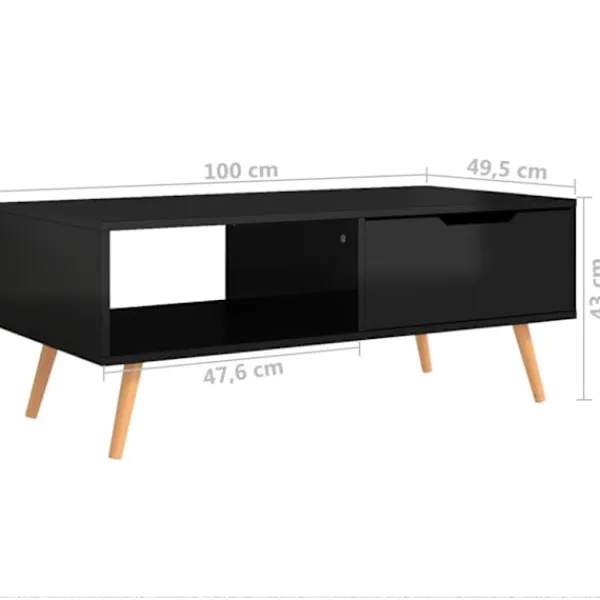 vidaXL Soffbord>Soffbord högglansig 100x49,5x43 cm spånskiva